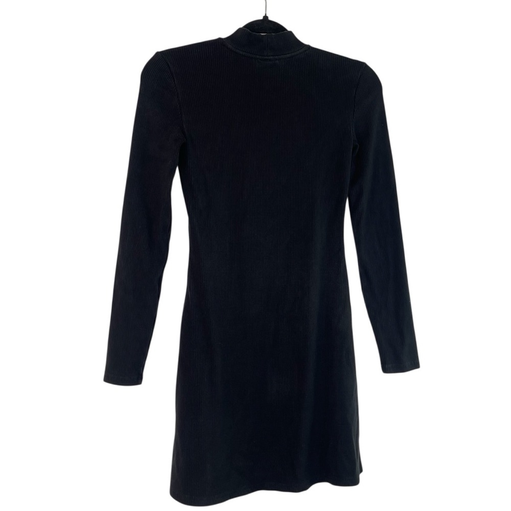 Aritzia Sunday Best Black Ribbed Long Sleeve Dress Mock Neck Size XS